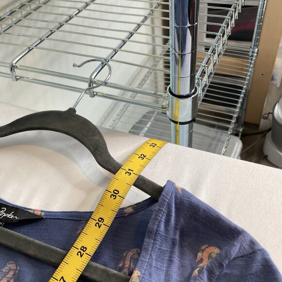 Ulla Popken Women's Blue Feather Print Button Front Tunic Top Size 16 Boho Flowy - Picture 3 of 11